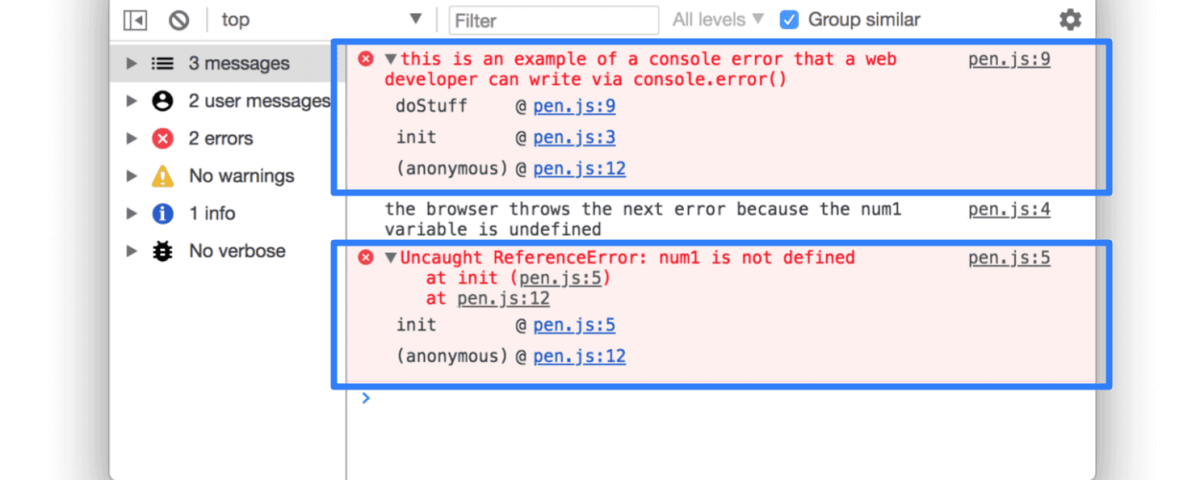 Browser errors were logged to the console