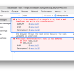 Browser errors were logged to the console