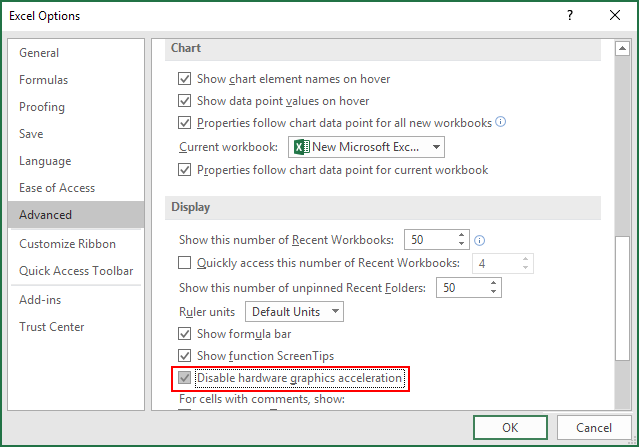 How to Disable Hardware Graphic Acceleration in MS Office App