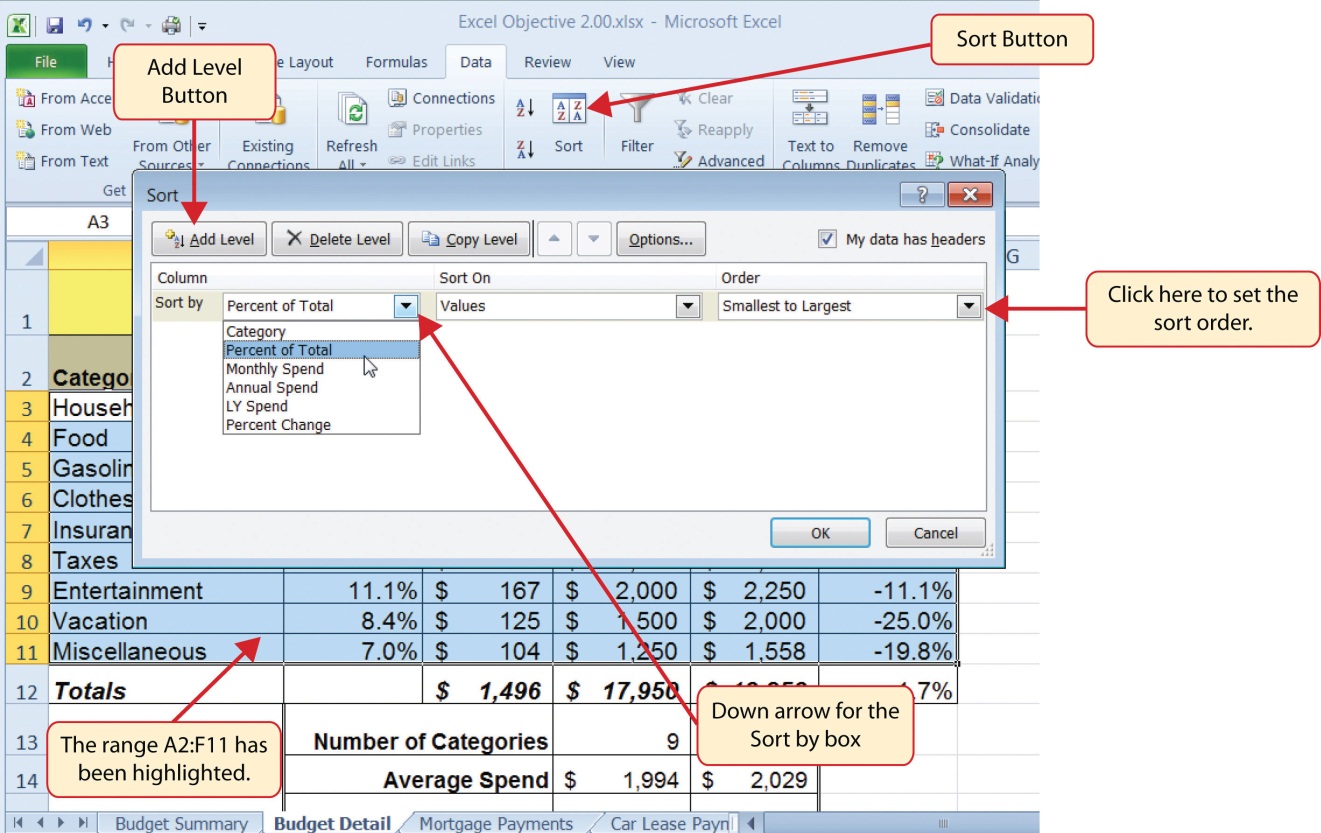 2.4 Sorting Data – Excel For Decision Making