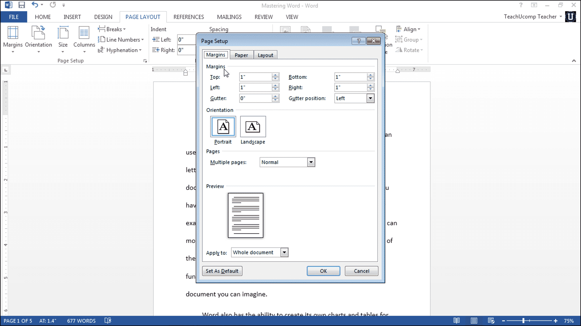 Page Setup in Word- Tutorial - TeachUcomp, Inc.