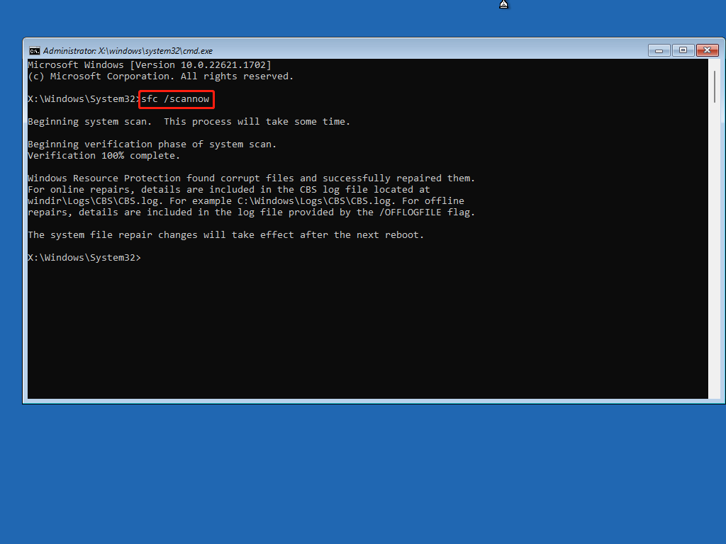 How to Run SFC from the Windows Recovery Environment?