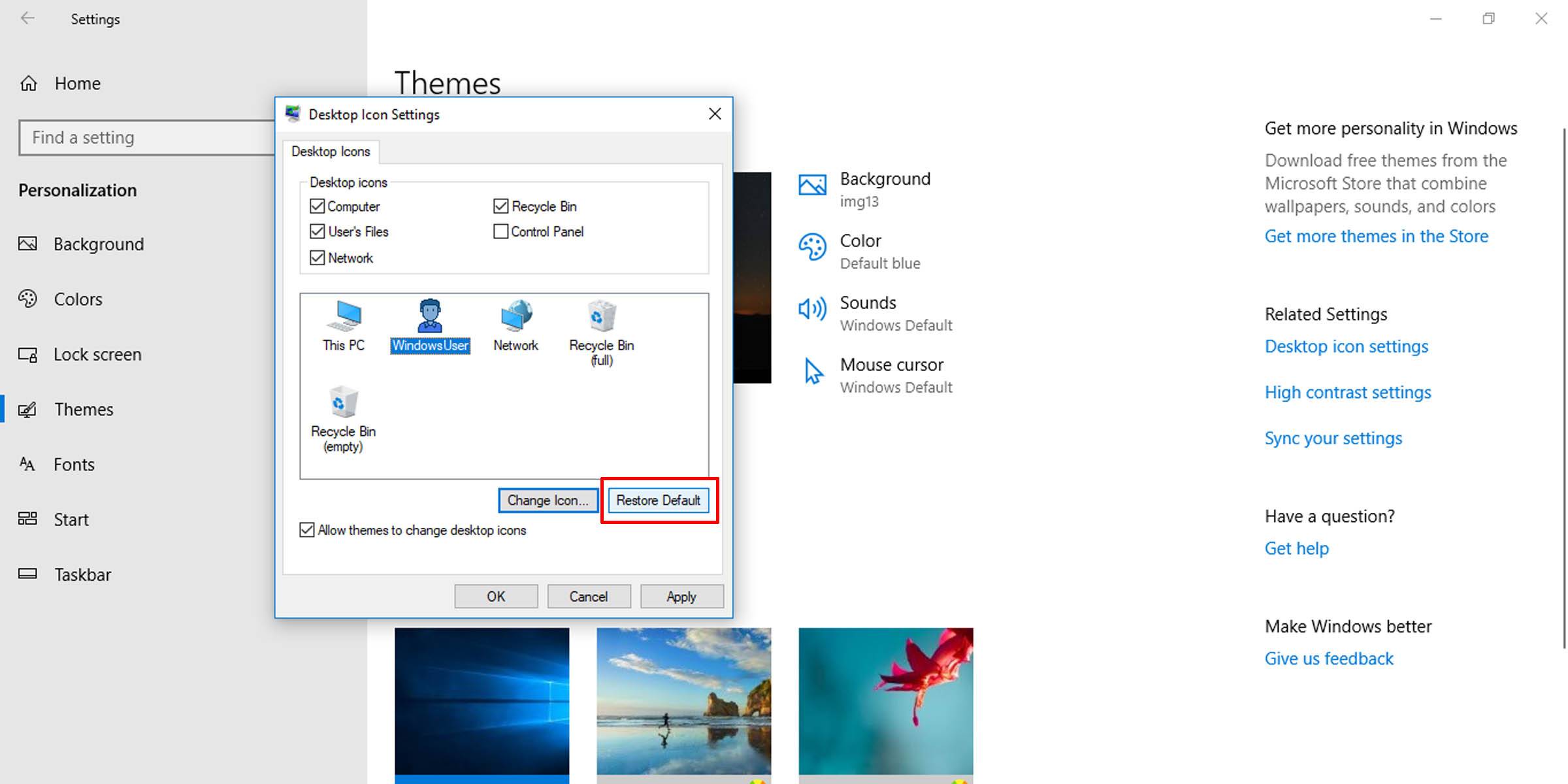 How to Change and Restore the Default Icons for User Files in Windows 10
