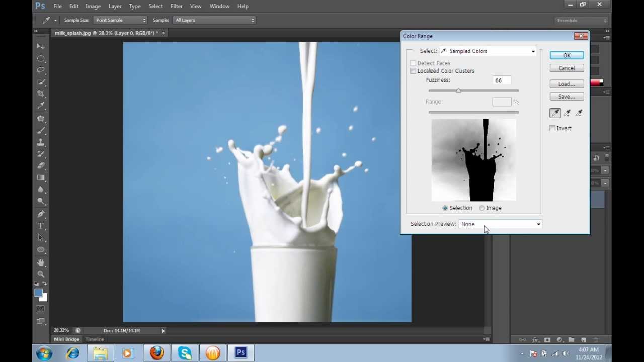 How to crop images using color range selection in photoshop cs6